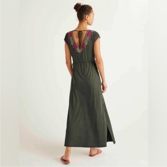 Boden Marcia Maxi Dress Green Floral Embroidered Size 8 - Picture 3 of 12
